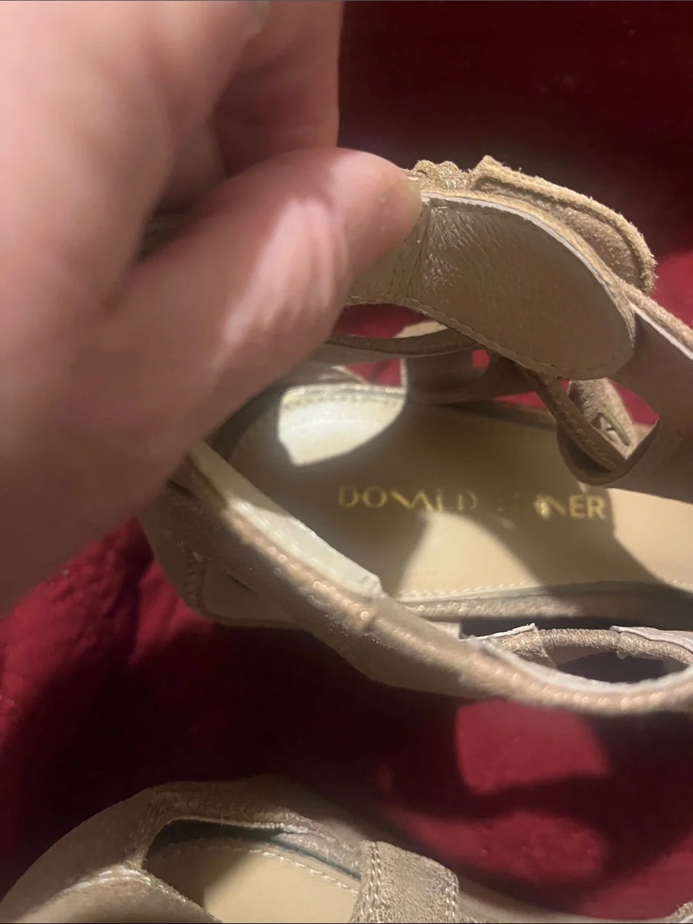 Donald Pliner Metallic Light Bronze Peep-toe Wedge Size 11